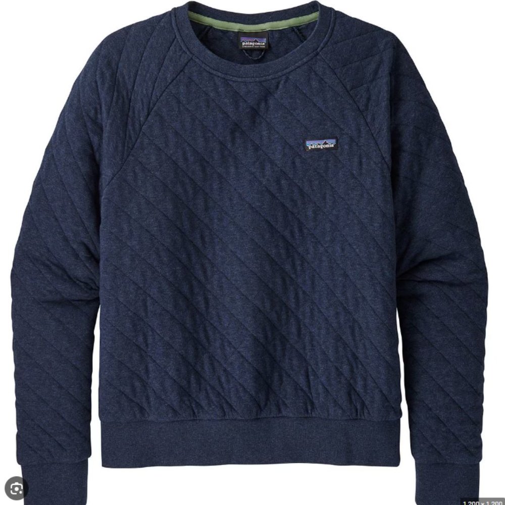 EUC Patagonia Women's Organic Cotton Quilt Crew in Navy Blue